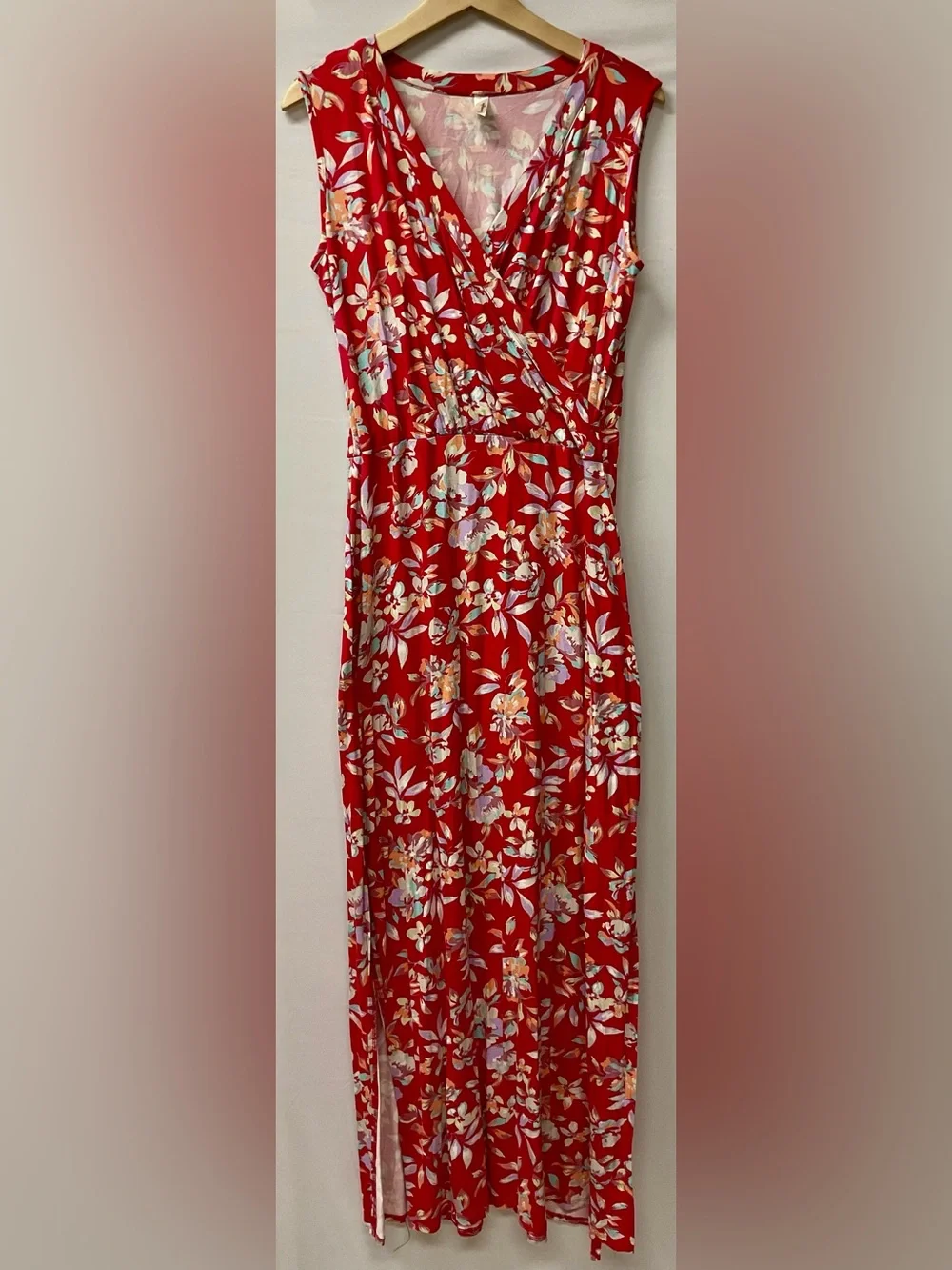 Brand New-Loveappella Floral Knit Faux Wrap Maxi Dress